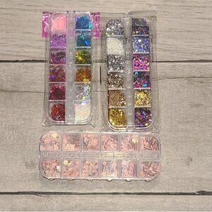 🐠 Nail art sequins set🧋 🍋 🌷☃️🦋🐯